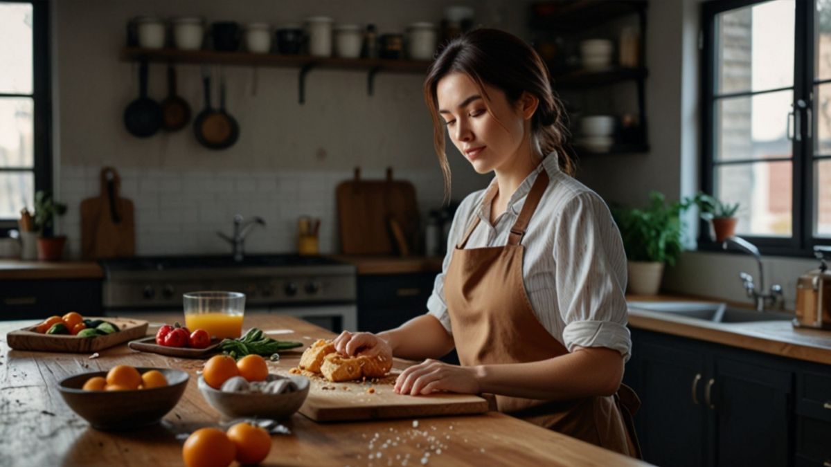 A woman preparing a high-protein meal with various ingredients.