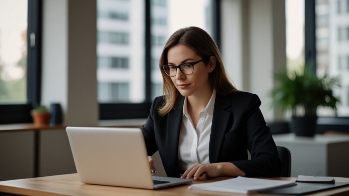 Woman working on a laptop, starting her business with no money