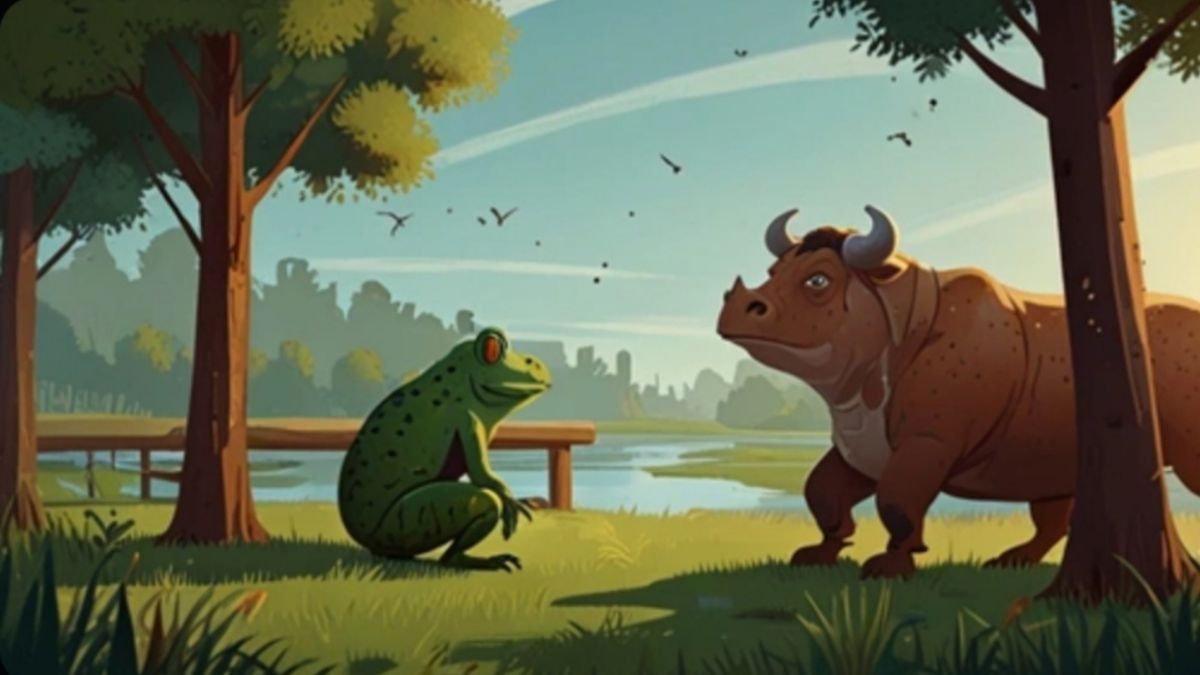 Illustration of the frog watching the bull inflate himself